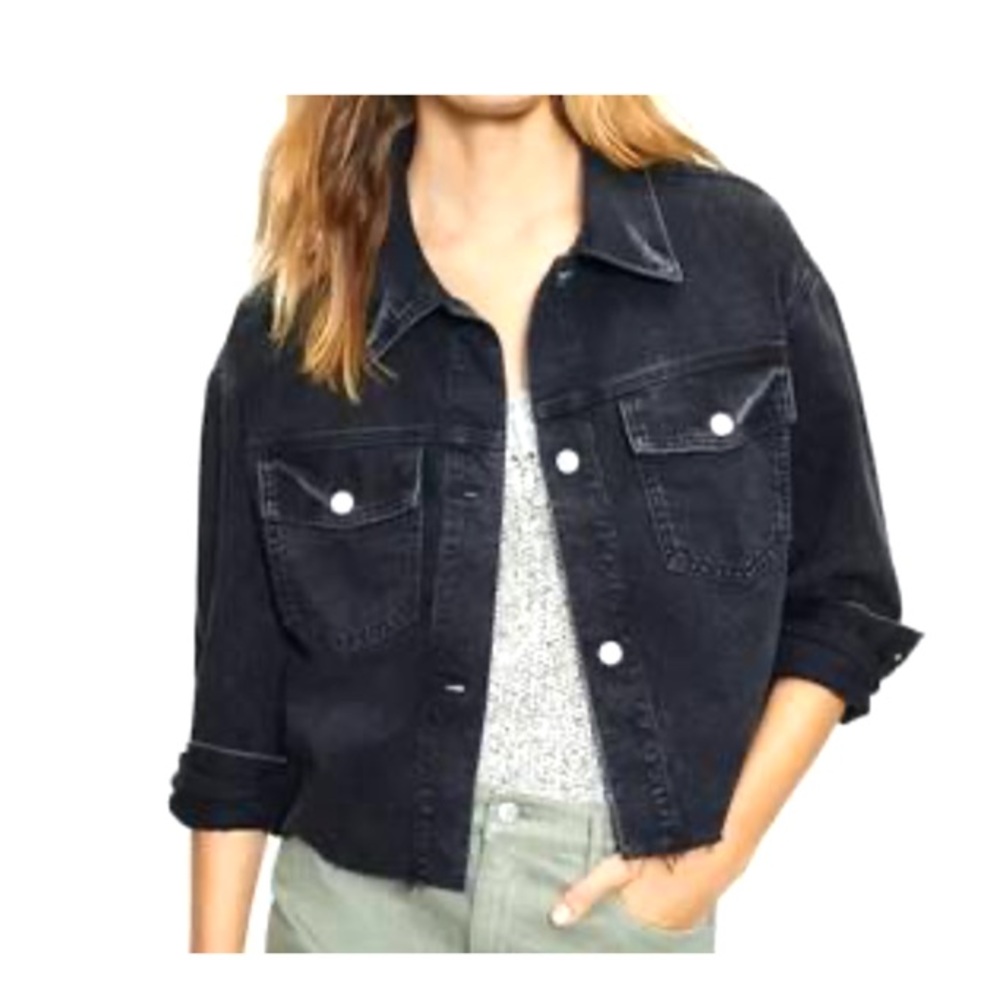 NWT LOFT Modern Denim Jacket in Washed Black